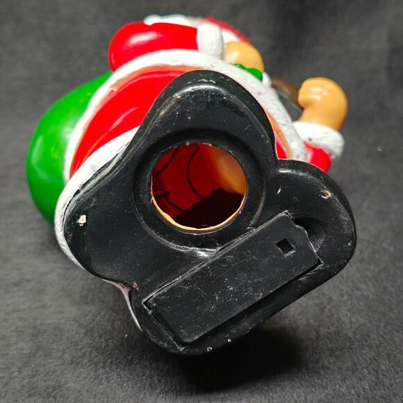 Vintage Smoking Pipe Santa Claus Carrying Toys Plastic Coin Bank Collectible - Picture 6 of 11